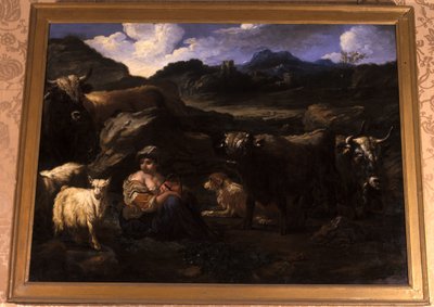 Hirtin mit Herde von Philipp Peter Roos
